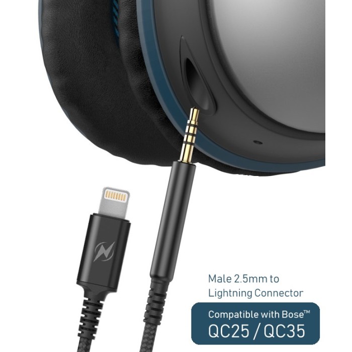 MFi Lightning 2.5mm Audio Cable with Remote/Mic Bose - Black Encased