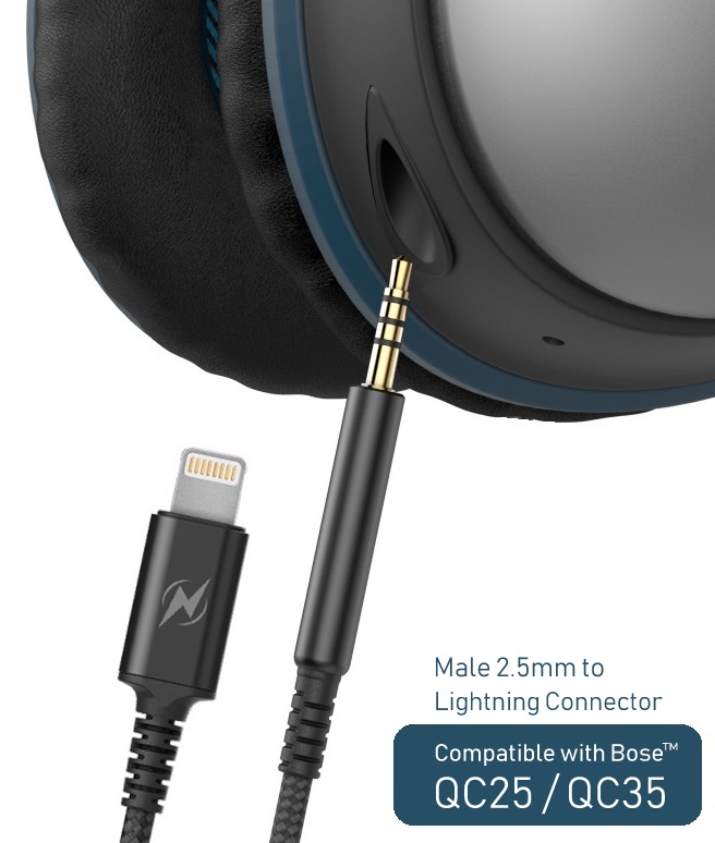 form Stewart ø spansk Thore MFi Lightning to 2.5mm Audio Cable with Remote/Mic for Bose - Black -  Encased