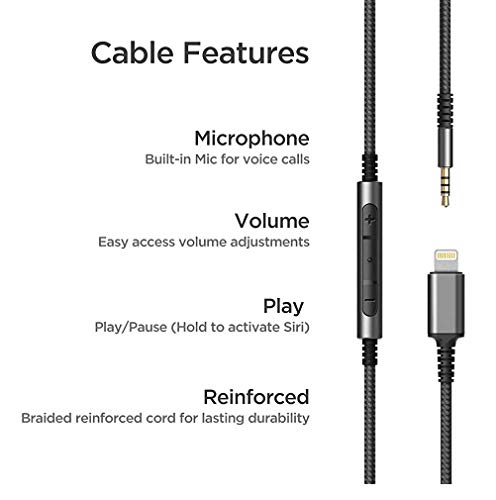 Thore MFi Lightning to 2.5mm Audio Cable with Remote/Mic for Bose - Black -  Encased