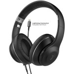 Bluetooth headphones with Lightning Connector Over Ear Wired Bluetooth With Mic Volume Control Remote Black Thore