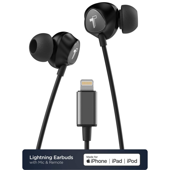 Thore - Auriculares para iPhone con conector Lightning certificado MFi por  Apple (V100), auriculares intrauditivos con cable con control de volumen y