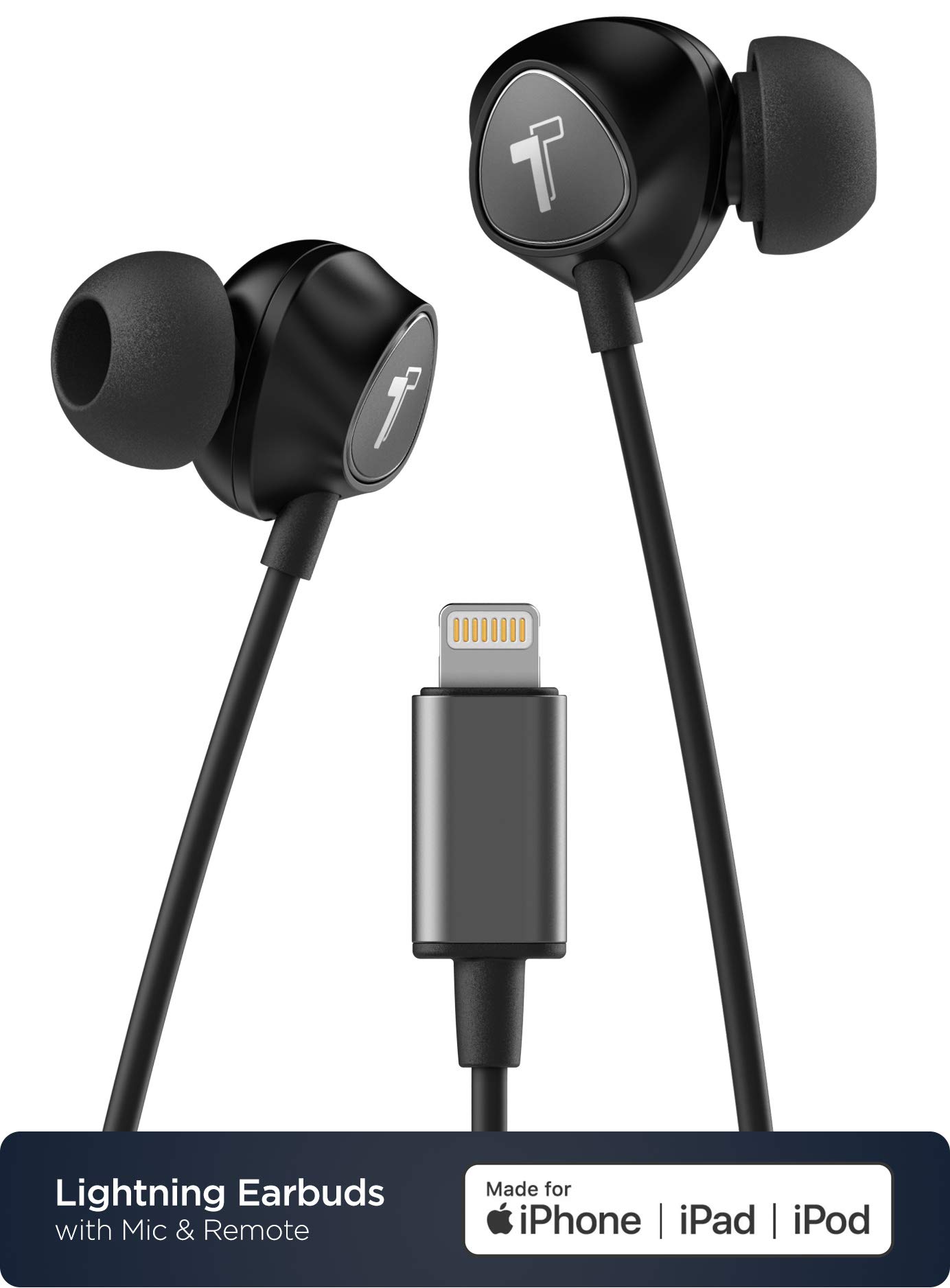 Thore - Auriculares para iPhone con conector Lightning certificado MFi por  Apple (V100), auriculares intrauditivos con cable con control de volumen y