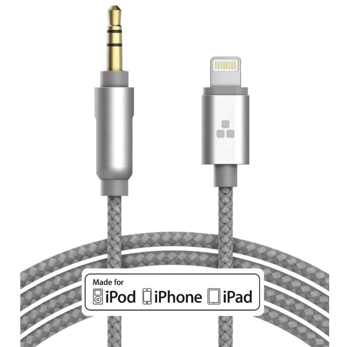 Headphone Aux Cable 4ft Cable Grey Thore