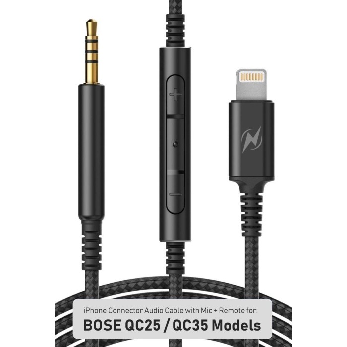 Noreste relajarse Artista Thore MFi Lightning to 2.5mm Audio Cable with Remote/Mic for Bose - Black -  Encased