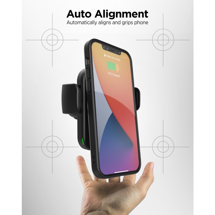 Encased Cell Phone Holder for Car with Wireless Charging (Qi Fast Charger)  Dashboard/Windshield Suction Phone Holder for iPhone and Samsung Galaxy