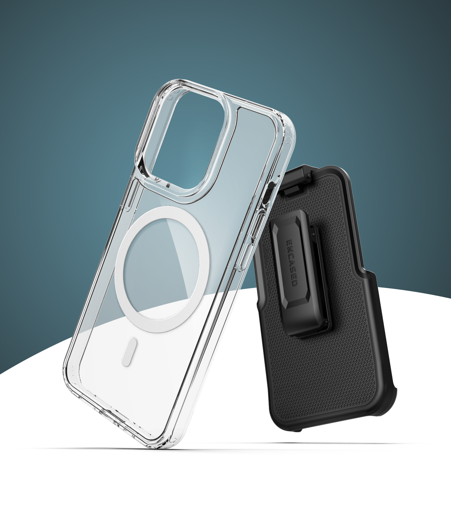 iPhone 13 MagSafe Clear Back Case with Belt Clip Holster - Encased