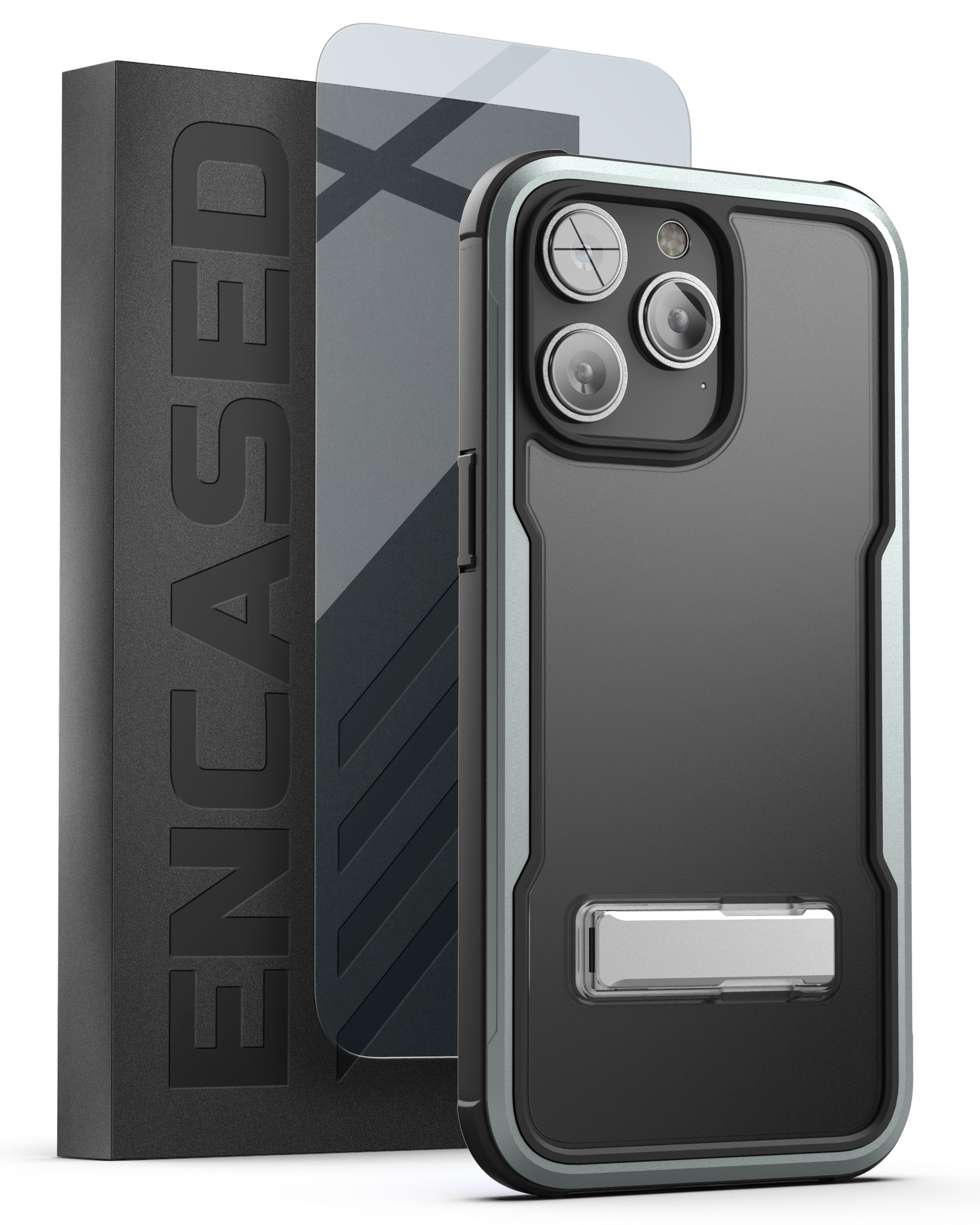 iPhone 14 Pro Exos Armor Case in Gunmetal with Screen Protector - Encased
