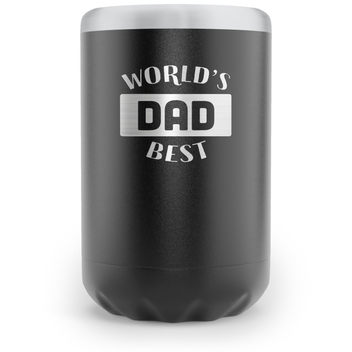 SoHo 12oz Can Cooler - Black WORLDS BEST DAD - Encased