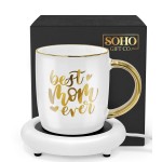 SoHo 12oz Ceramic Coffee Mug  "Best Mom Ever" with Warmer-CCM60117W