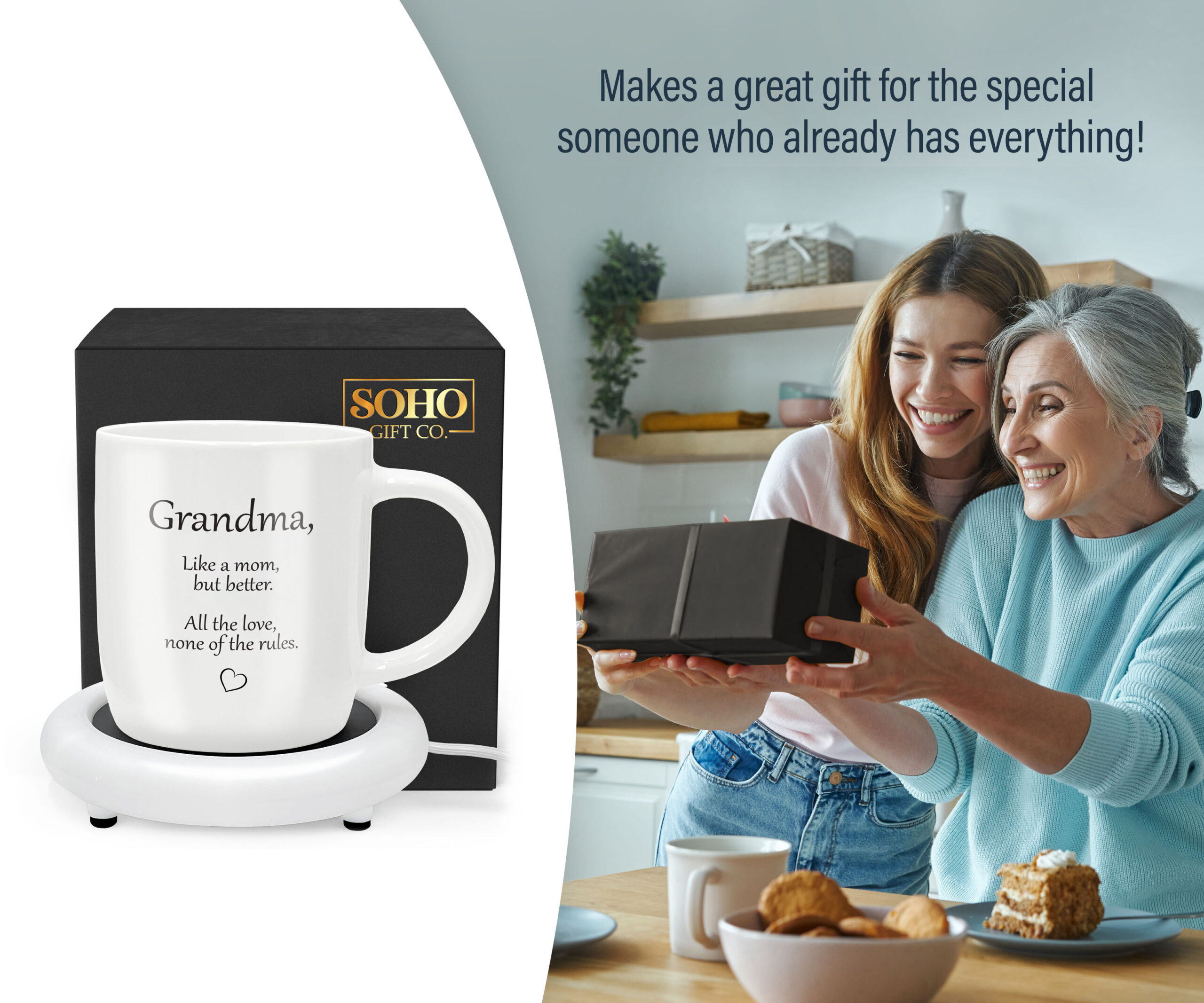 SoHo 12oz Ceramic Coffee Mug Grandma with Warmer - Encased