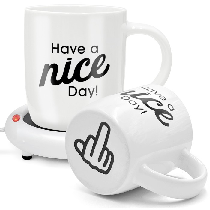 SoHo 12oz Ceramic Coffee Mug  "Have a Nice Day" with Warmer-CCM60317W