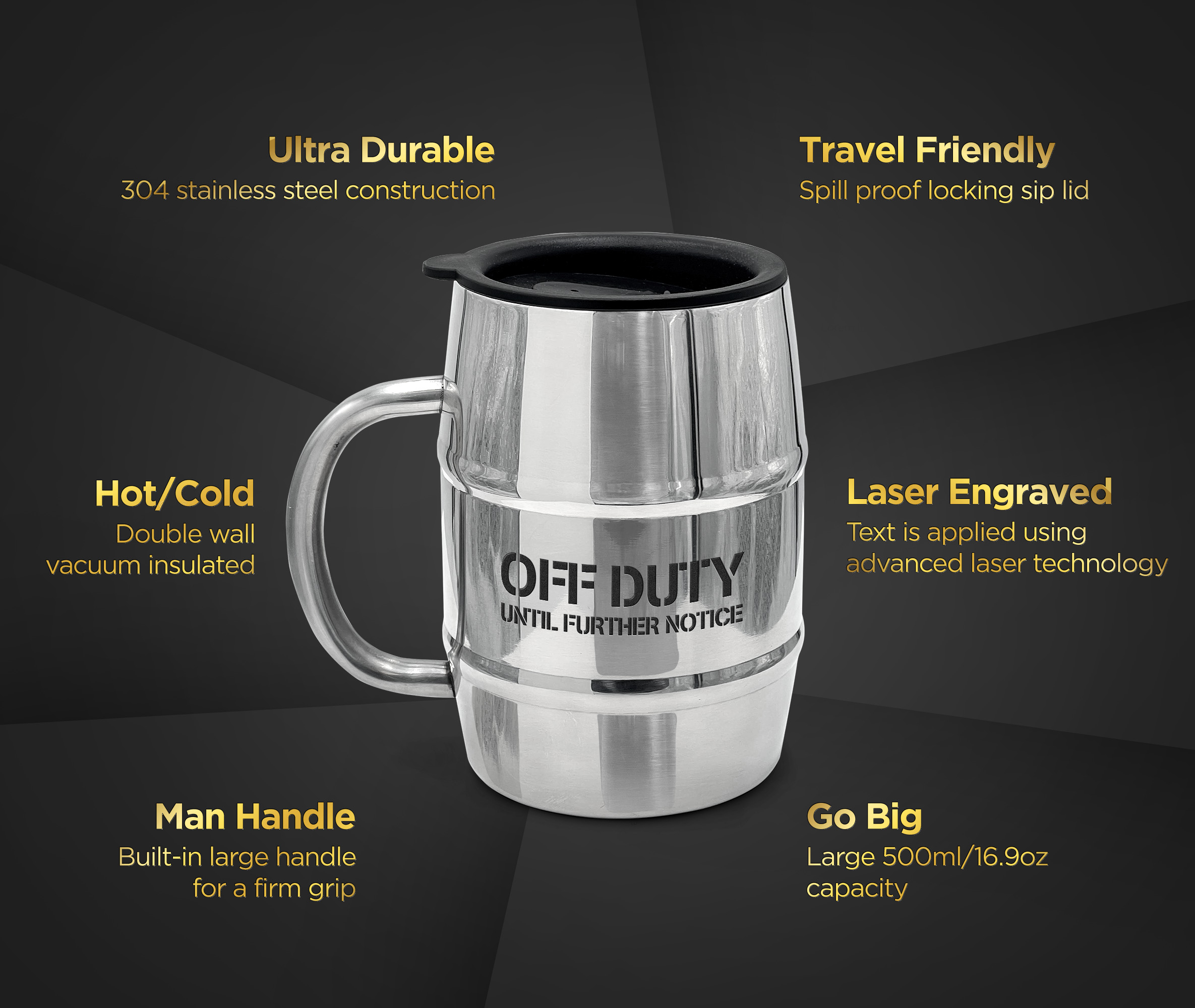 Stainless Steel Mug,Barrel Mug, Coffee Mug, Beer Mug, 16oz. (1)