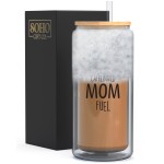 SoHo Iced Coffee Cup with Lid and Straw "Caffeinated Mom Fuel"-LI3541