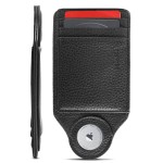 Ultra Thin Airtag PU Leather Wallet - Black-LW173BK