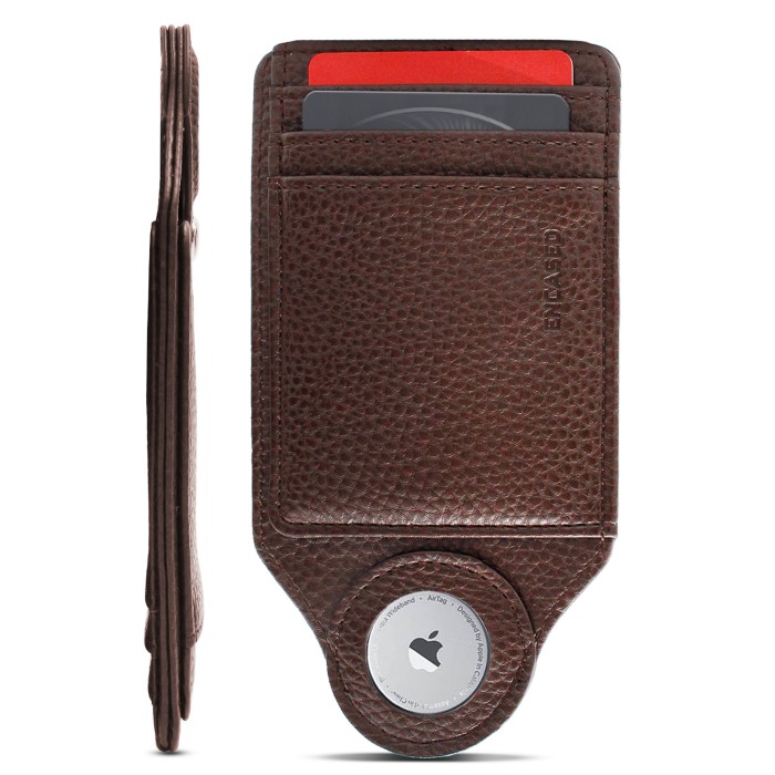Ultra Thin Airtag PU Leather Wallet - Brown-LW173BR