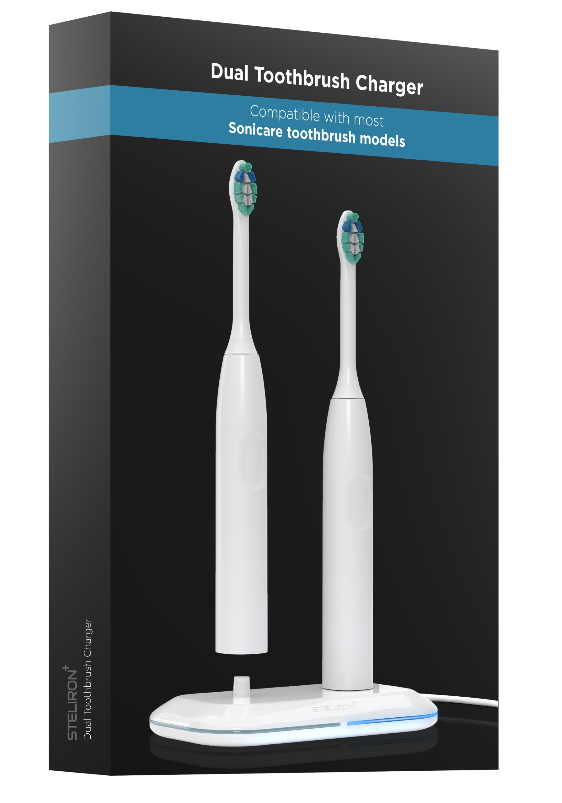 Galvanox Cargador de cepillo de dientes dual 2 en 1 compatible con