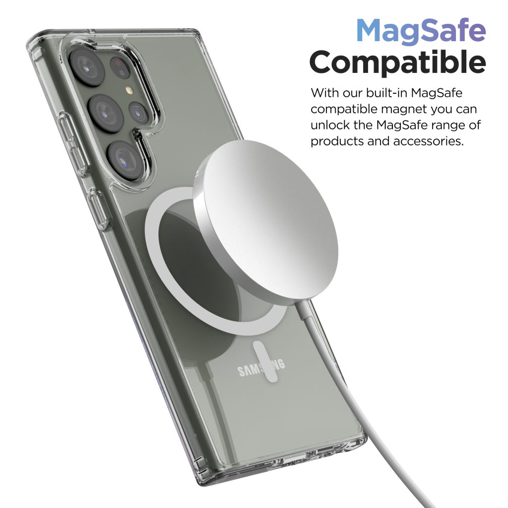 Boîtier magnétique semi-transparent mat compatible Samsung Galaxy S23 Ultra  avec chargeur sans fil Magsafe