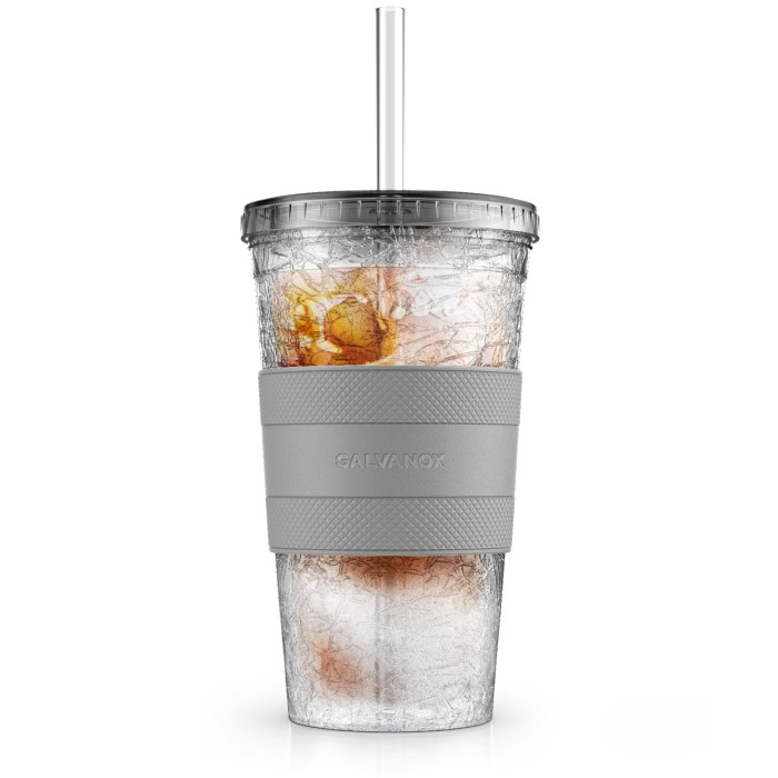 Galvanox Feezable Iced Coffee Cup with Lid and Straw - Smoke (16oz)-FI16B1