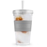 Galvanox Freezable Iced Coffee Cup with Lid and Straw - Gray (16oz)-FI16C1