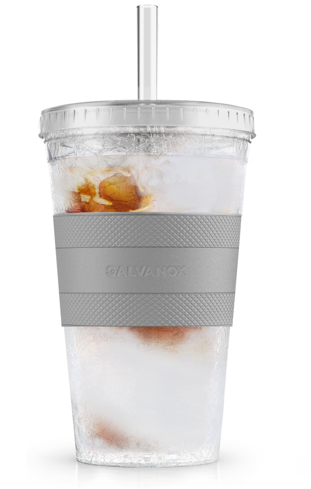 Galvanox Freezable Iced Coffee Cup with Lid and Straw - Gray (16oz) -  Encased