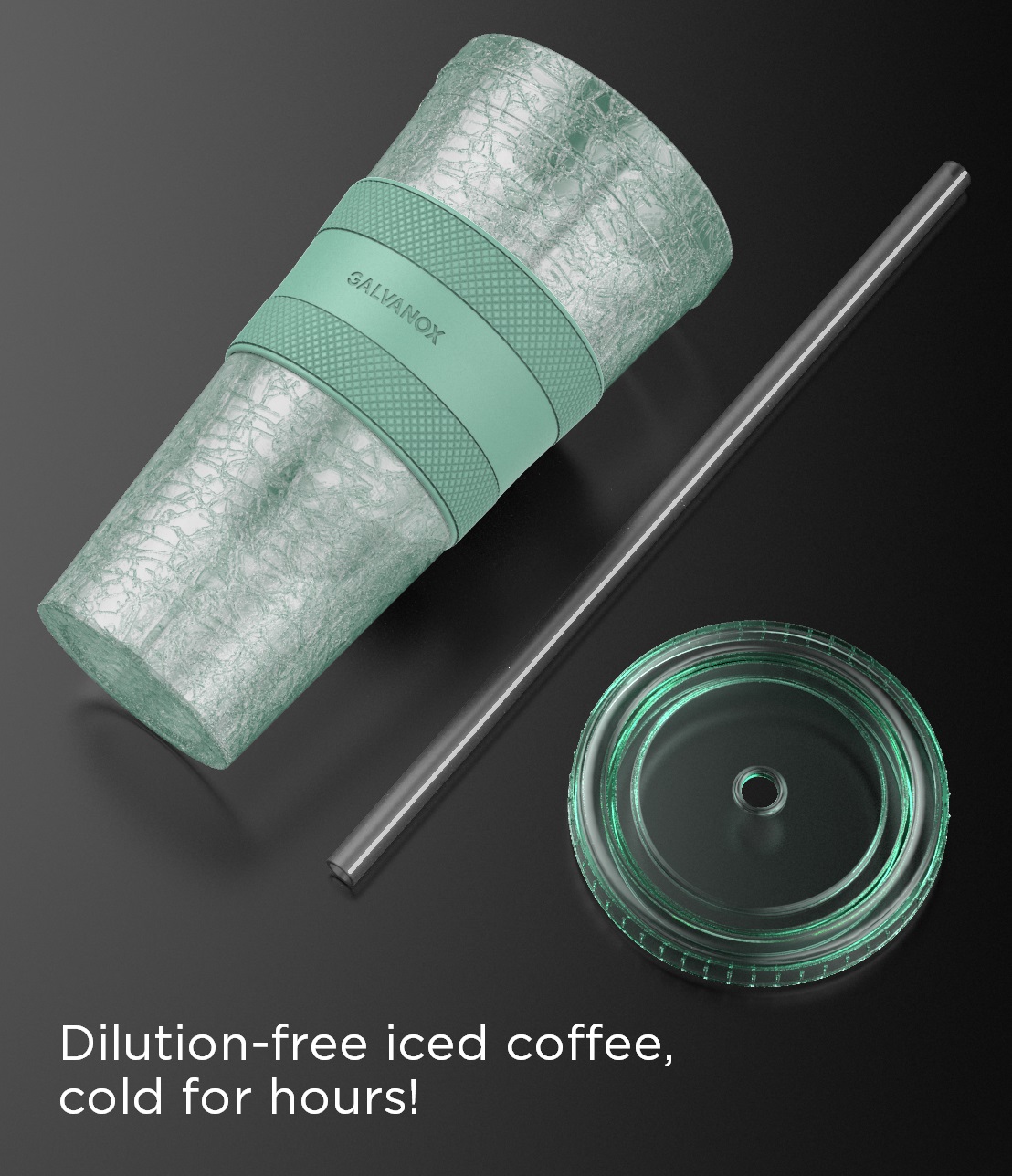 Galvanox Freezable Iced Coffee Cup with Lid and Straw - Green (16oz)