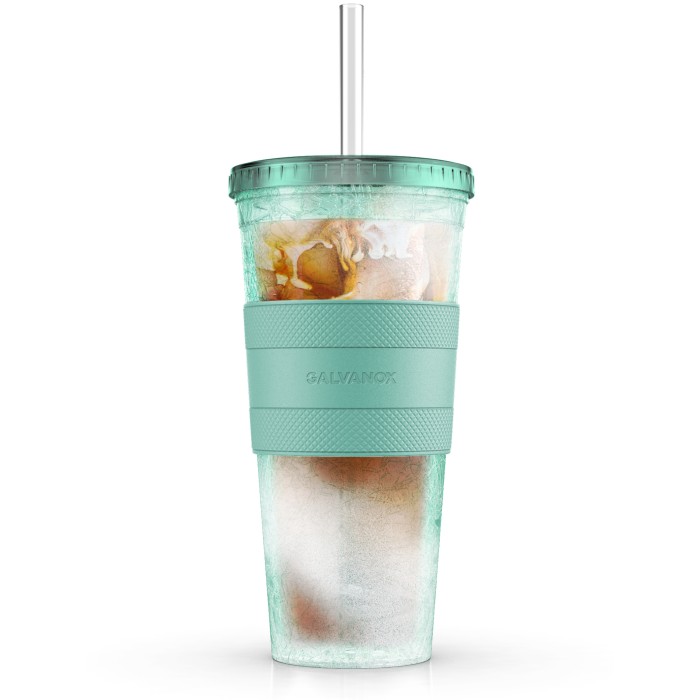 Galvanox Freezable Iced Coffee Cup with Lid and Straw - Green (20oz)-FI20G2