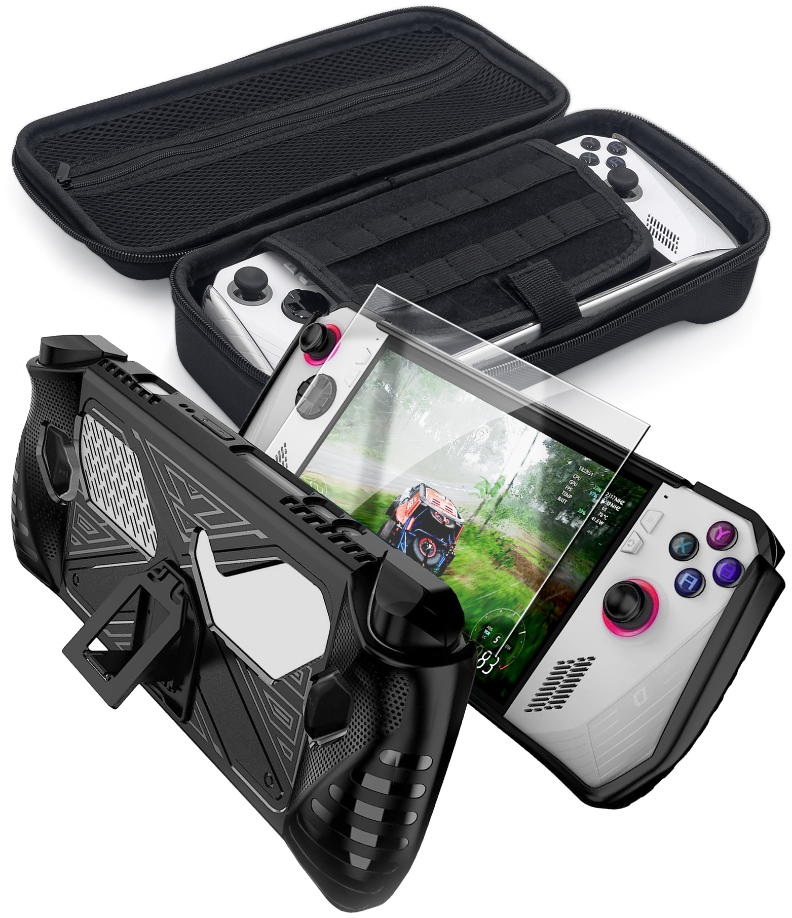 Asus ROG Ally Kickstand Case with Screen Protector & Hard Carrying Bag ...