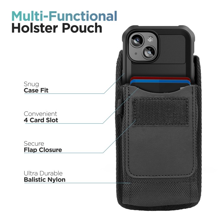 Nylon Dual Phone Holster Pouch Case fit 2 Cell Phones for iPhone