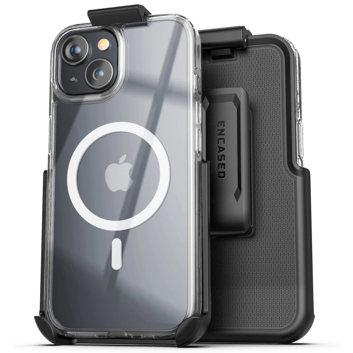 iPhone 15 MagSafe Clear Case with Belt Clip Holster