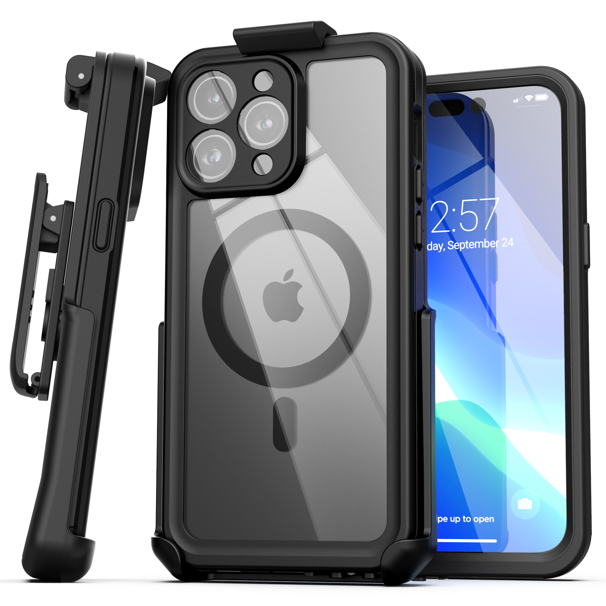 iPhone 15 Plus Waterproof Case with Belt Clip Holster