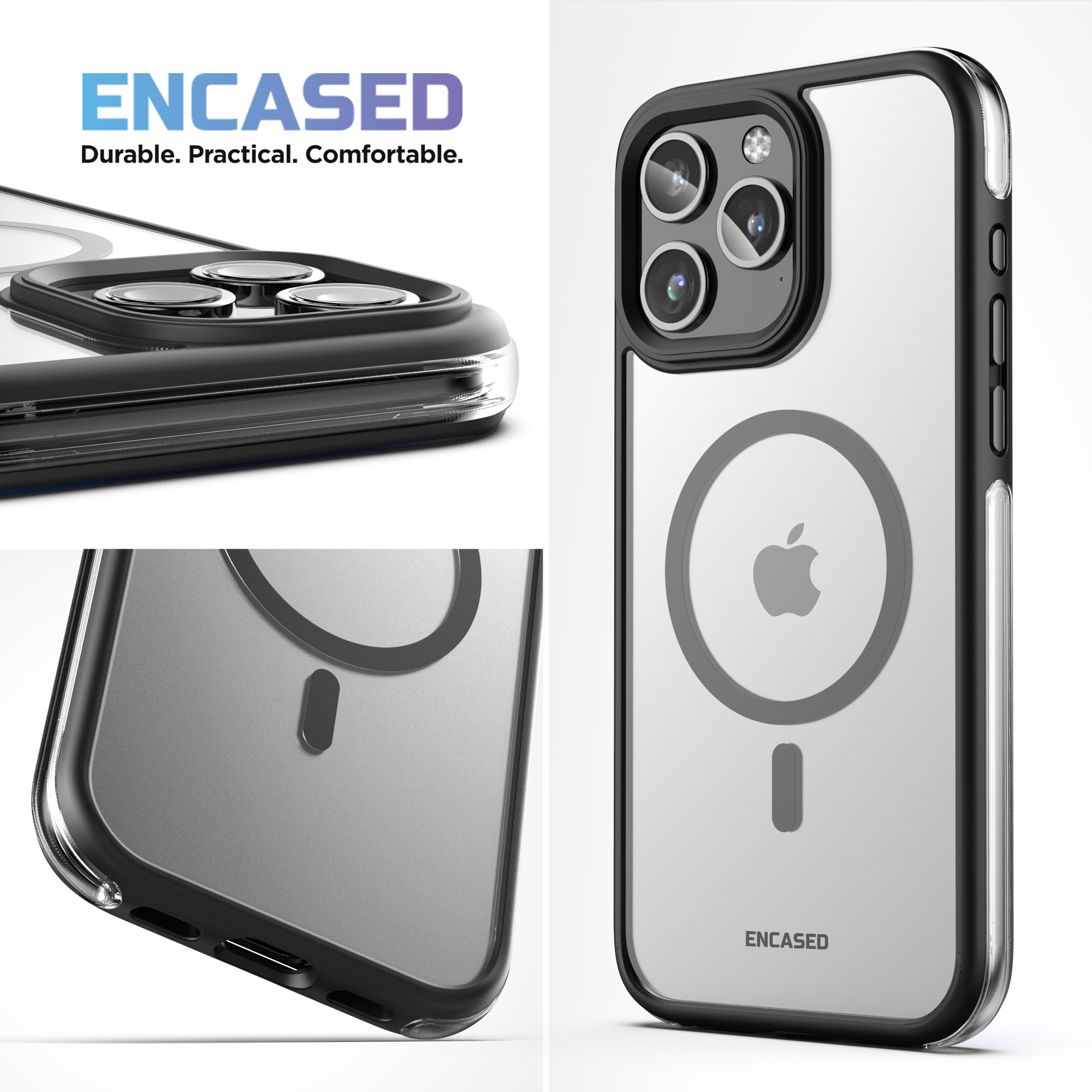  Encased Mag-Air Case Designed for iPhone 15 PRO MAX with Finger  Ring Grip Media Stand, Air-Bumper Technology (Compatible with MagSafe)  Clear/Black : Cell Phones & Accessories