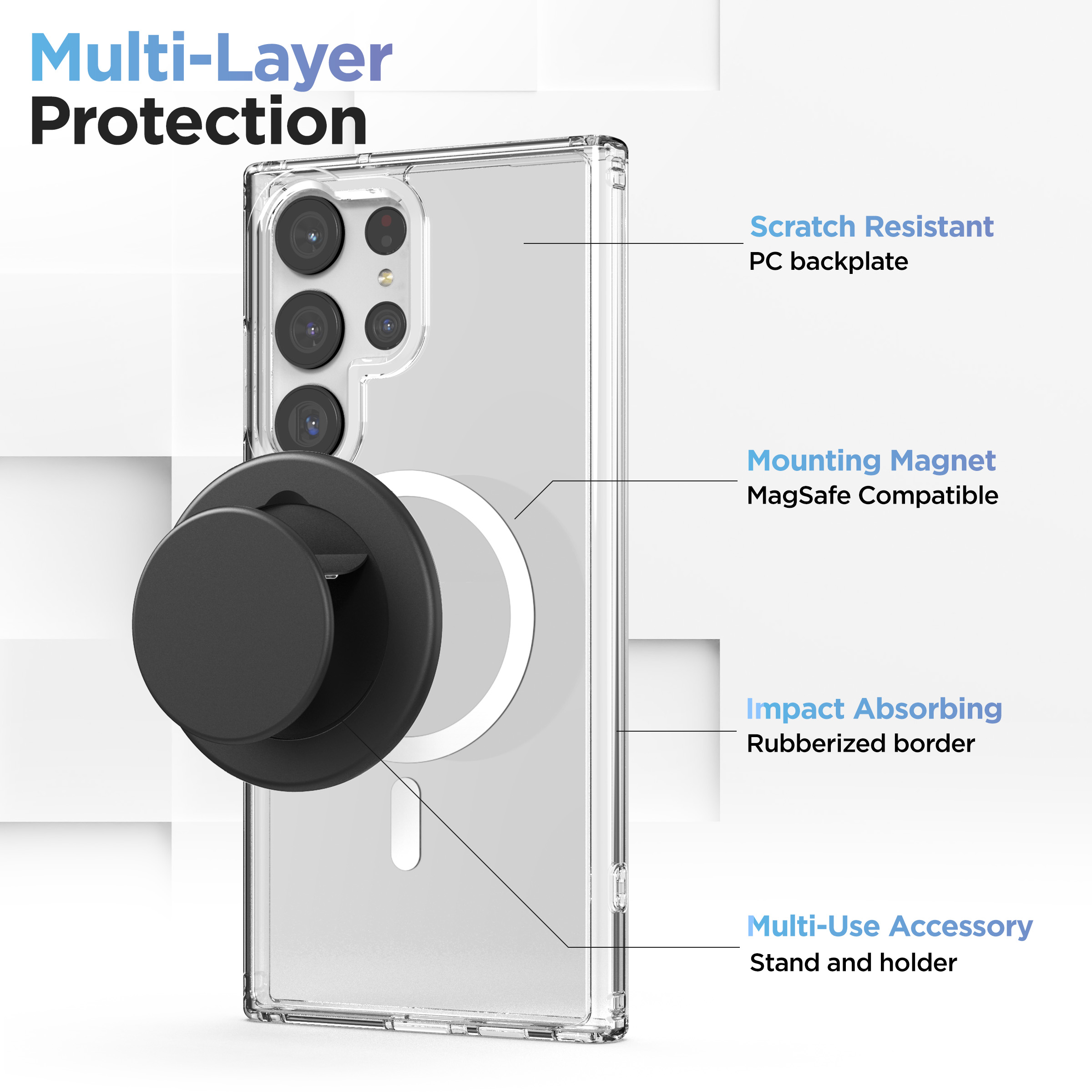 Samsung Galaxy S24 Ultra Scratch-Resistant Hybrid Case - Transparent