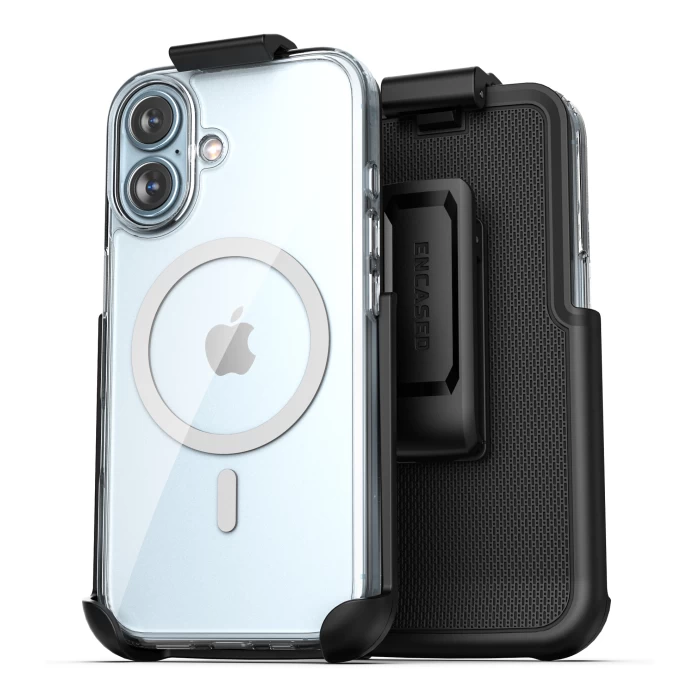 iPhone 16 Plus Clear Magsafe Case with Belt Clip Holster-EMSCB440HL