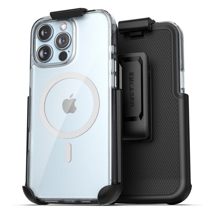 iPhone 16 Pro Max Clear Magsafe Case with Belt Clip Holster-EMSCB442HL