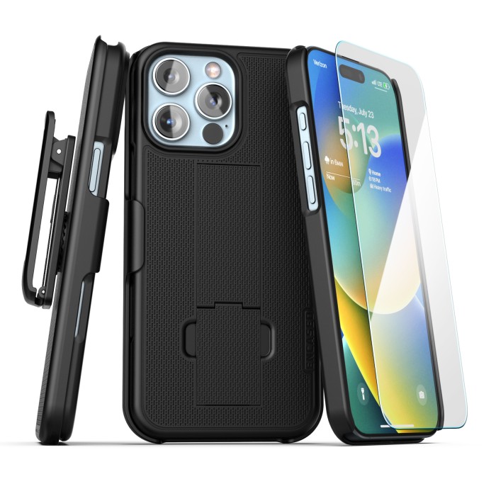 iPhone 16 Pro Max DuraClip Case with Belt Clip Holster & Screen Protector-EHC442